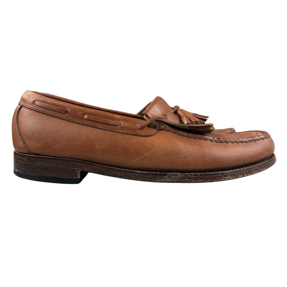 SAS Men's Size 8N Brown Leather Genuine Handsewn Kiltie Tassel Slip On Loafers